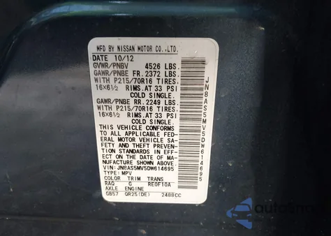 2013 Nissan Rogue S z USA, uszkodzony, nr VIN JN8AS5MV5DW614695